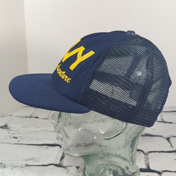 Navy Its An Adventure Vintage Snapback Trucker Hat Adjustable  Cap Made in USA - Picture 2 of 7